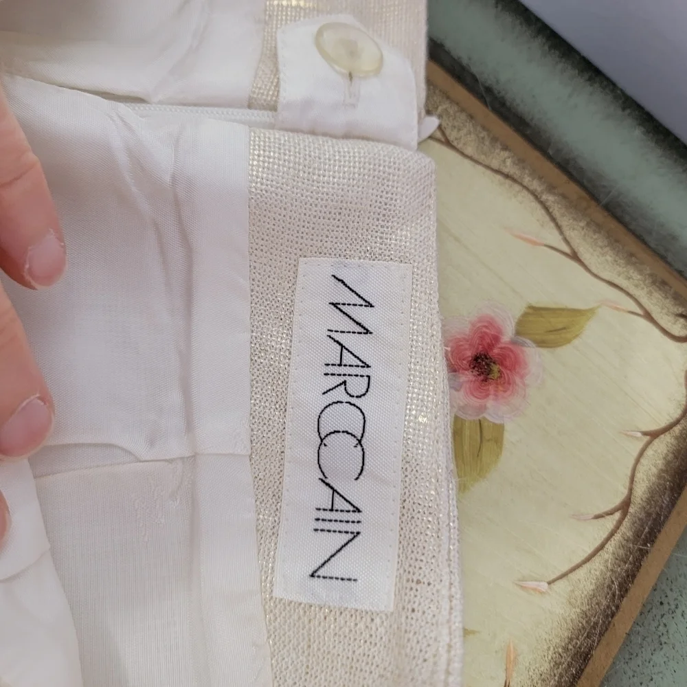 Marc Cain Cream and Gold Metallic Pencil Skirt Size K1 (0) - Picture 5 of 5